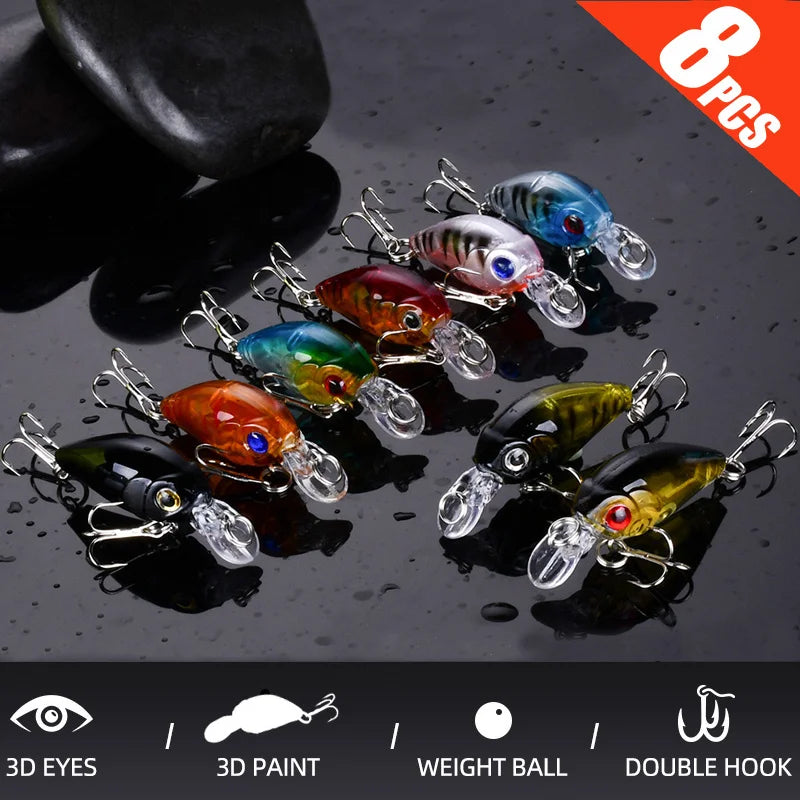 8pcs Crank Bait Minnow
