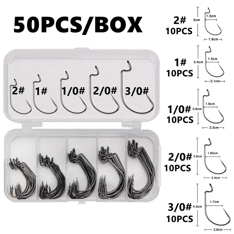 50Pcs Box Fishing Hooks Set