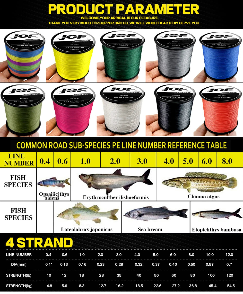 JOF 4 Braided Fishing Line Multifilament